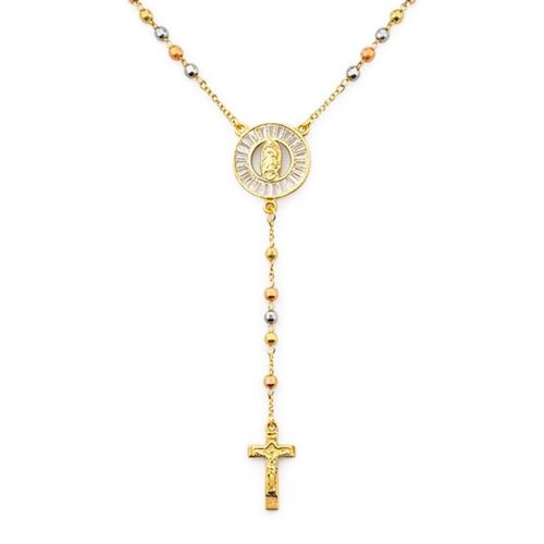 MOON & SELF Rosario Madre Divina Triple Baño Oro 18k Virgen de Guadalupe