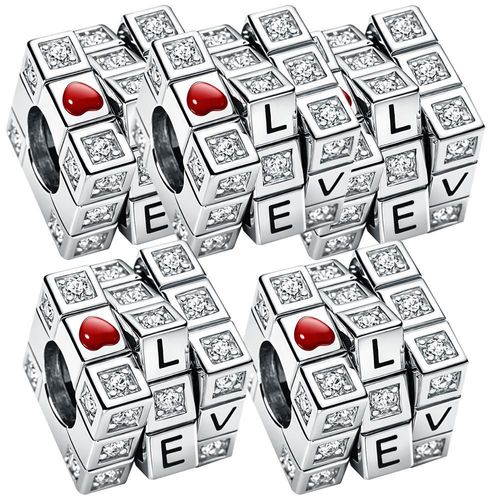 Charm Separador circonias MXXKF-005 Cube01 Charm de Plata Elegante letras