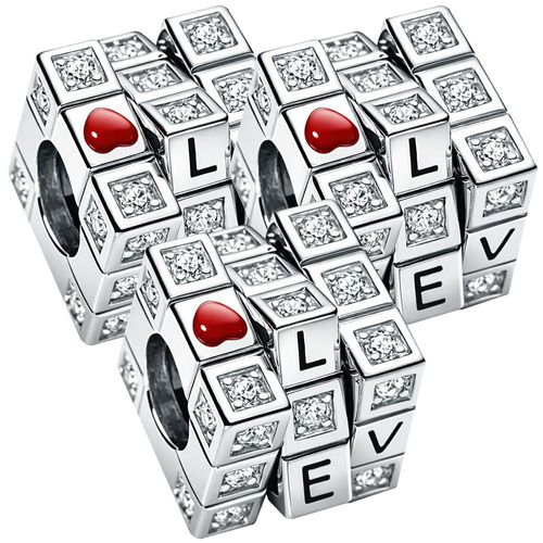 Charm cubos palabra love MXXKF-003 Cube01 Charm de Plata Elegante letras