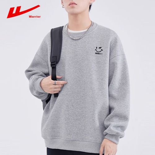 Sudadera Warrior gris cuello redondo para hombre