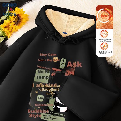 Sudadera GENIOLAMODE negra con forro polar para mujer