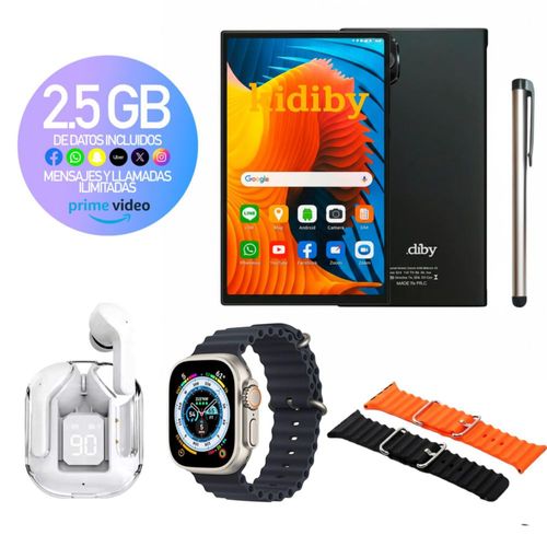 Combo Conectividad Total S70 | Tablet Celular 4G 8GB/256GB | Smartwatch Ultra | Correas | Audífonos | SIM Telcel 2.5GB