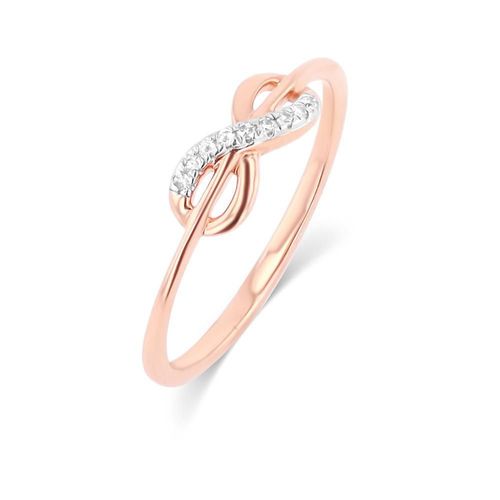 ANILLO CON FORMA DE INFINITO DE ORO ROSA 14K CON 4PTS DIAMANTE