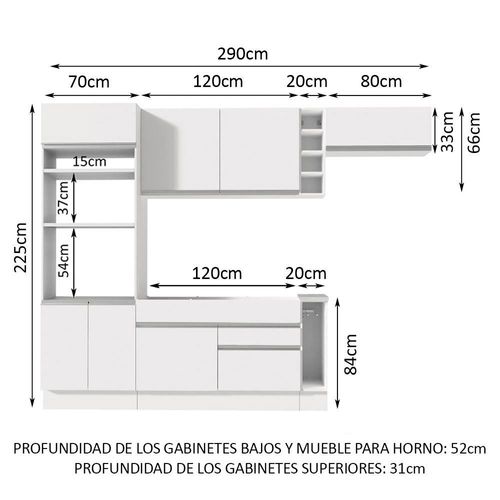 Cocina Integral Completa Madesa Safira Con Encimera 290cm BB