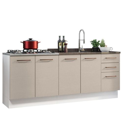 Mueble de Cocina Madesa Agata Con Tarja 200cm Blanco/Crema