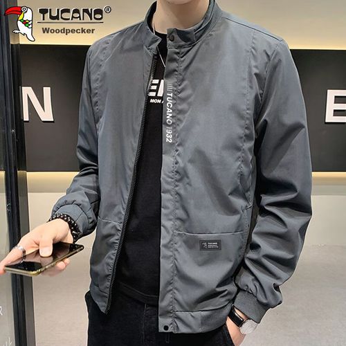 Chamarra TUCANO Gris casual de cuello alto para hombre