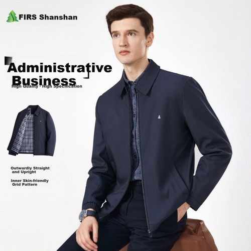 Chamarra FIRS Jacquard azul con forro para hombre