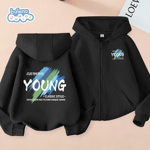 Chamarra Baleno Negro con gorro para niño