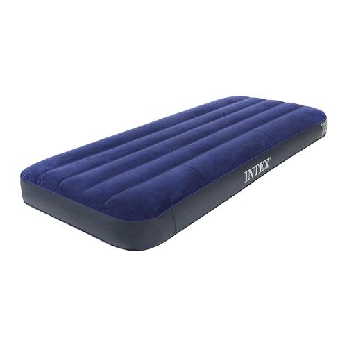 colchon de aire inflable con bomba de pie azul