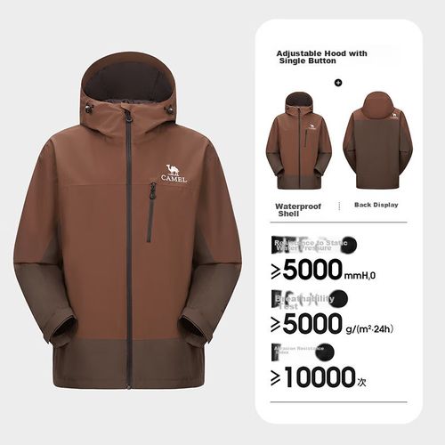 Chamarra CAMEL Café y verde oliva triple protección unisex