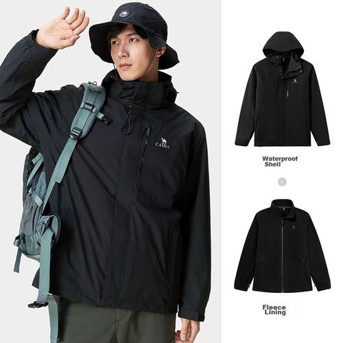 Chamarra CAMEL Negro con forro polar desmontable para hombre