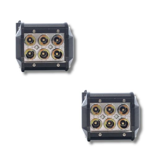 Faro Barra IRON LED 6 LED Luz Blanca y Ámbar Luz Auxiliar 18W Luz Fija y Estrobo 12V/24V Universal para Moto, Auto, Camioneta, Off Road (2 Piezas)