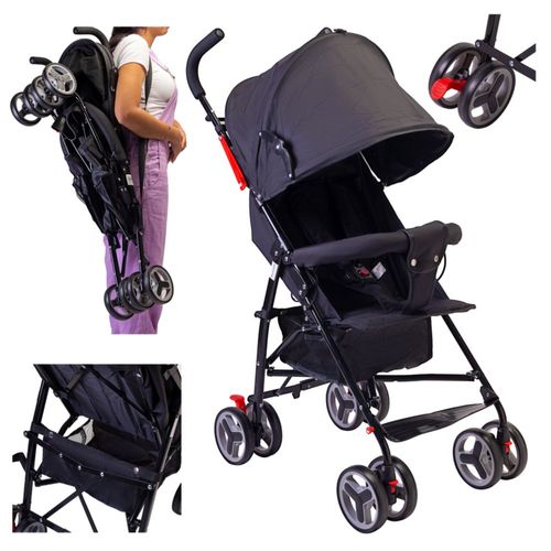 Carriola De Bastón Reclinable Starkids Andrómeda Plegable Negra