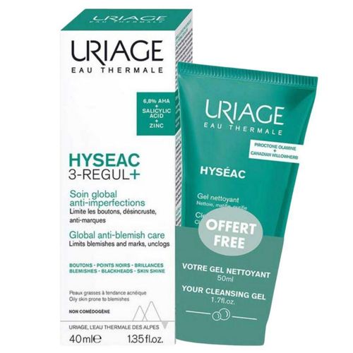 Uriage Kit Hyséac 3 Regul Piel Grasa 40ml y Hyséac Gel Limpiador 50ml