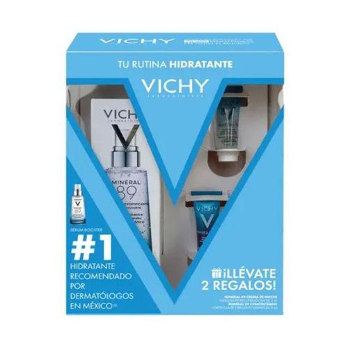 Vichy Kit Mineral 89 Booster 50 ml con Crema de Noche 3 ml y Concentrado Hidratante y Fortalecedor 5 ml