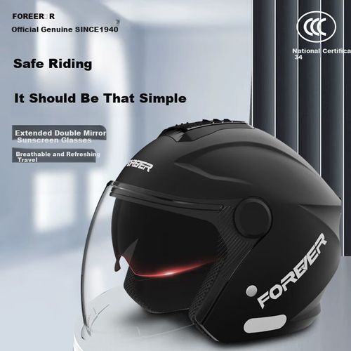 Casco para Moto Tipo 3/4 Multiestación 502 Doble Visor Negro Ceniza Antiempañante Cortavientos