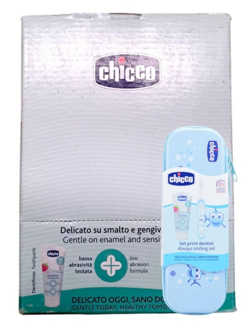 Combo De 6 Set Dental Chicco Pasta Cepillo Estuche 12m+ Azul