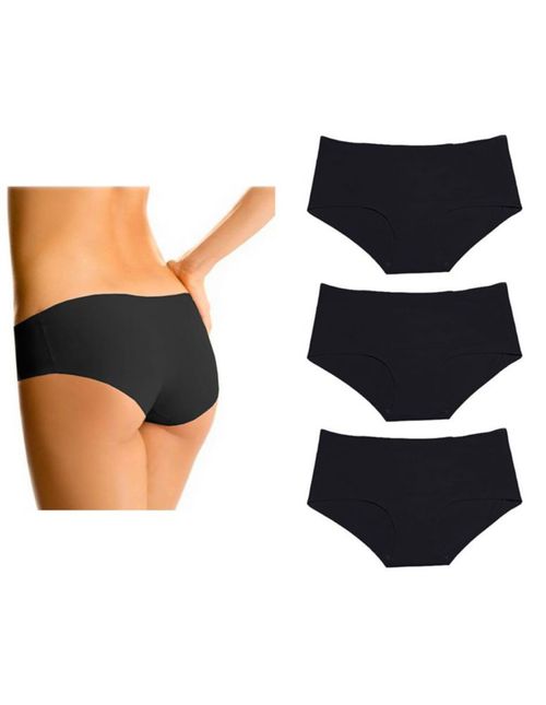 Paquete de 3 Pantaletas Invisibles Sin Costuras Corte Láser - Incluye 3 color Negro 2020