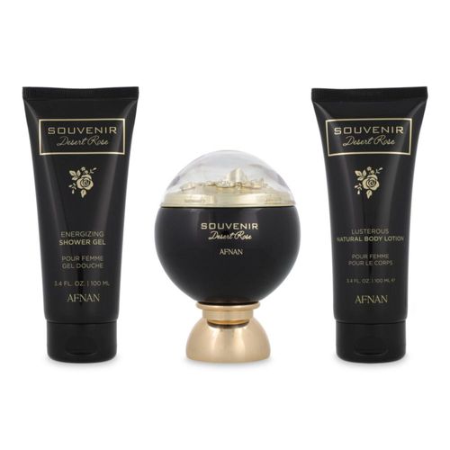 SET AFNAN SOUVENIR DESERT ROSE 3PZS 100ML EDP SPRAY/ BODY LOTION 100ML/ SHOWER GEL 100ML