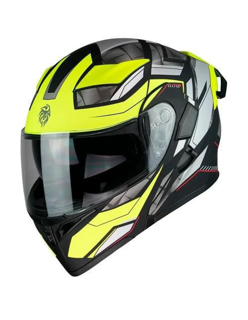 Casco Para Moto Abatible Negro Gris Mate Neon Kov Bolt