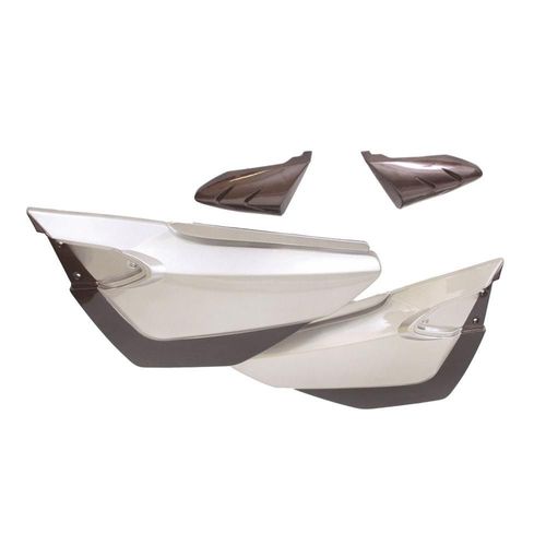 Tapa lateral derecha izquierda gris/cafe set italika ft 125 clasica (12-16)