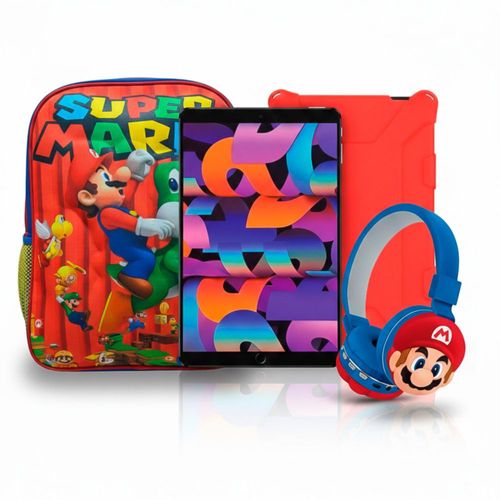 Combo Escolar Super Mario Bros: Tablet Kidiby 10" 8GB/128GB + Mochila + Audífonos Bluetooth + SIM Telcel con 2.5GB de Regalo