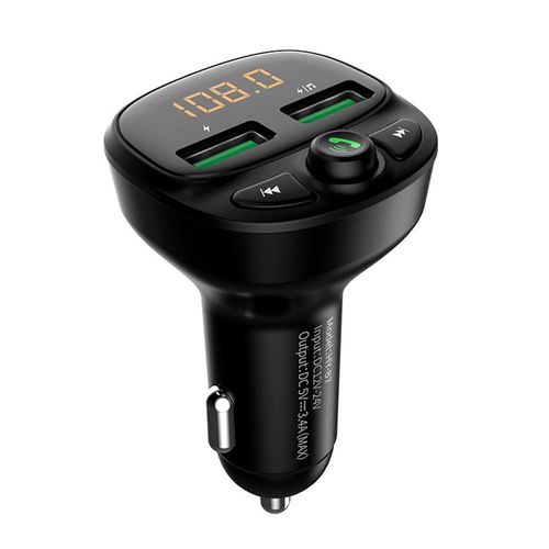 Cargador de Coche con Bluetooth y MP3 - Adaptador de Encendedor con 2 Puertos USB QC3.0 para Música y Llamadas Hands-Free.HOGAWAY