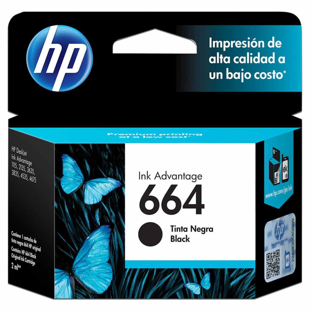 Cartucho de tinta Original HP 664 Negra (F6V29AL)