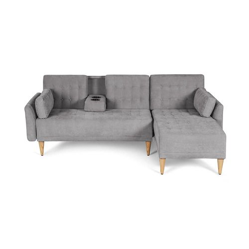 Sala Modular Reversible De Velvet Gris Claro Modelo Hassan