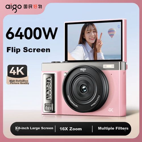 Cámara sin espejo Aigo D9/E9 Pantalla abatible Rosa 32GB