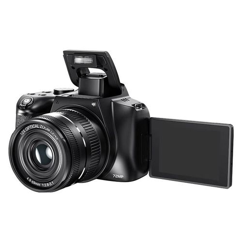 Cámara DSLR Komery 72MP Zoom óptico 12x 4K pantalla abatible