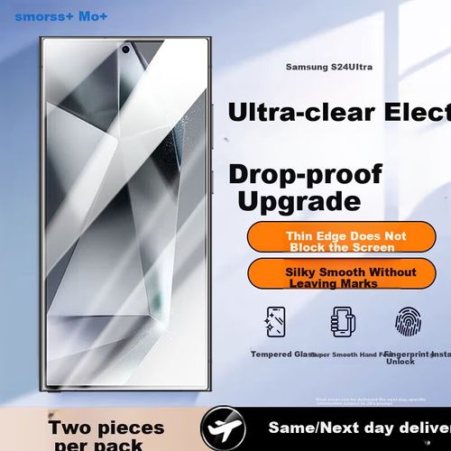 Protector de Pantalla Vidrio Templado Smorss Samsung S24 Ultra Borde negro 2 piezas