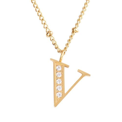 Collar luckyly acero inoxidable con baño de oro 14 k iniciales a - z olga dorado