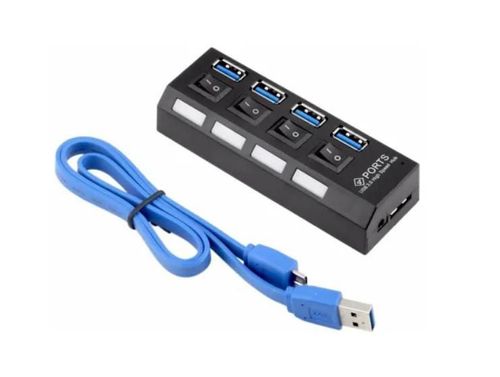 Hub Usb 3.0 Con Switch Led Laptop Pc Mac 4 Puertos