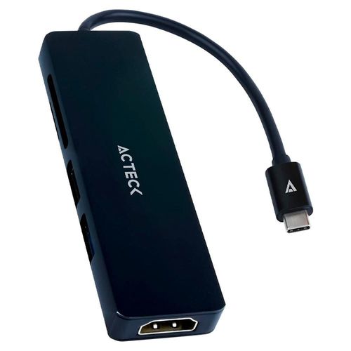 Hub acteck gate 5 dh640 multipuerto 5 en 1 usb-c hdmi 4k sd 2.0 negro ac-934633
