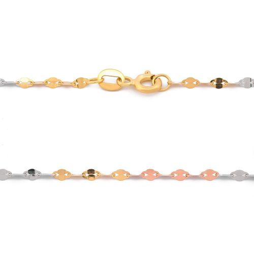 Cadena plaquita 3 oros 10k sólido 50 cm