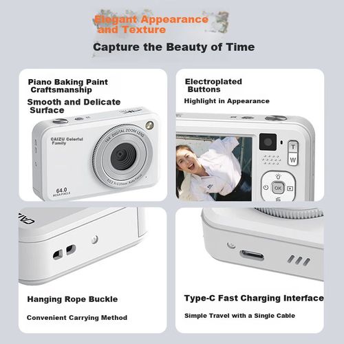 Cámara Digital CAIZU Z1 Doble lente 6.4MP Blanca 64GB