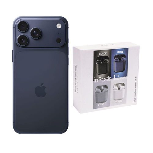 iPhone 17 Pro Max 256GB Azul E-SIM Nuevo más Audífonos Genéricos