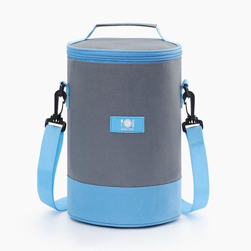 Portacomidas Térmico de Forma Cilíndrica - Mochila Multinivel con Bandolera para Oficina o Universidad.HOGAWAY
