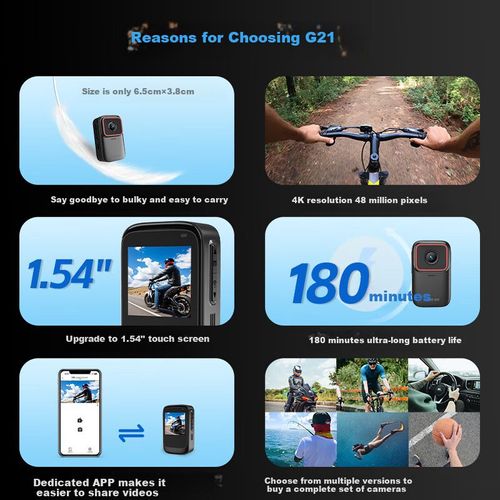 Cámara de Acción SARGO G21 4K Ultra HD estabilización giroscópica pantalla táctil