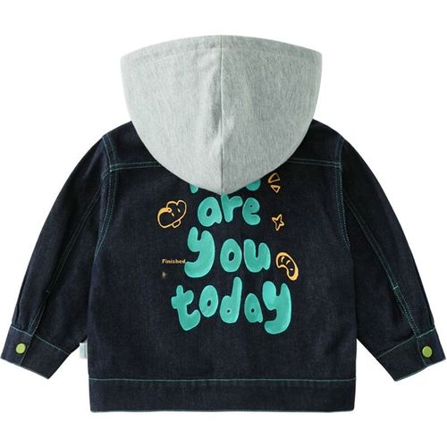 Chamarra de mezclilla ciciibear azul con capucha desmontable para niño