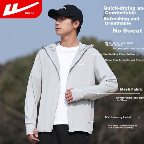 Chamarra Warrior Star gris claro ligera con protección UV para hombre