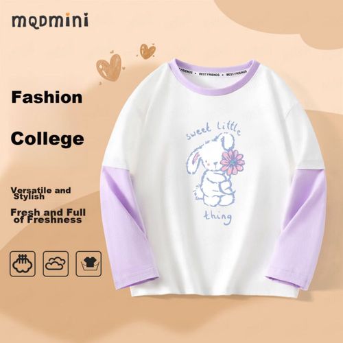 Playera Manga Larga Mqdmini Bicolor Para Niña