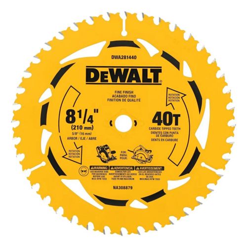 DISCO PARA SIERRA 8-1/4 40D ACERO CON PUNTAS DE CARBURO DE TUNGSTENO DEWALT DWA281440