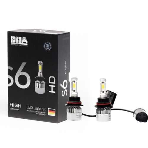 Kit foco LED S6 HD IRON LED Con Ventilador 22.000 LM LED COB 36W  Para luces Altas Bajas y Auxiliares Niebla Neblineros (BILED y Simples) Para Auto