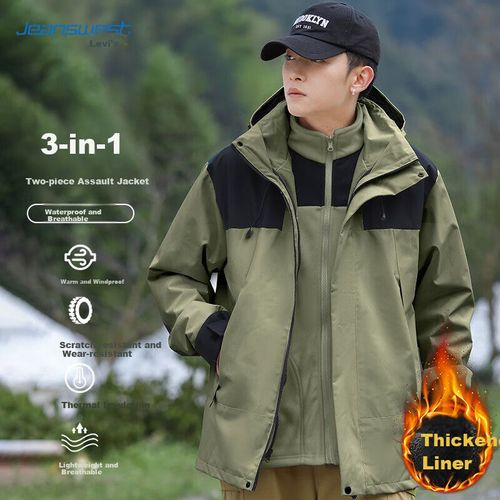 Chamarra 3 en 1 JEANSWEST Verde militar matcha impermeable unisex