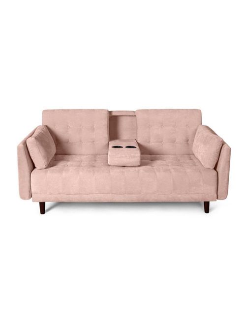 Sofá Cama Zeppelin Makora Color Rosa Con Memory Foam Portavasos Reclinable en 3 Posiciones