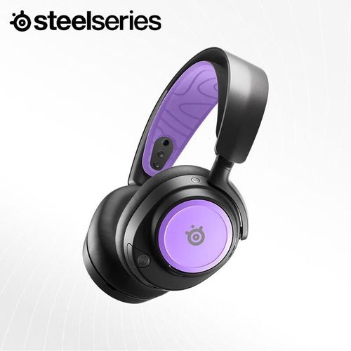 Banda elástica SteelSeries Arctis Nova lila púrpura con placa magnética para altavoz