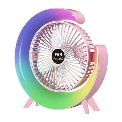 Ventilador Portátil Con Luz Led Color Rosa