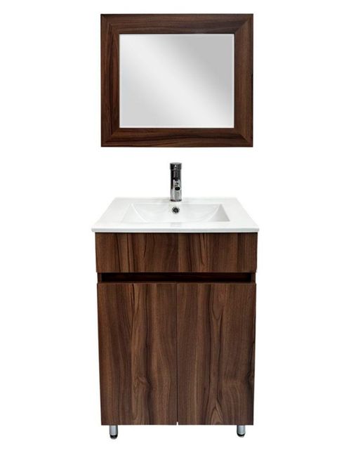 Mueble para baño Cellini kit 4 en 1 con gabinete lavabo cerámico monomando cromado y espejo medidas 52 x 47 x 83 cm